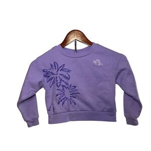 Skechers Kids Size 4T Purple Palm Tree Sun Graphic Crewneck Sweatshirt